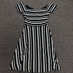 LOFT Navy Blue & White Striped Short Sleeve Dress Size Small